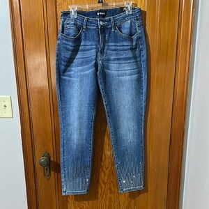 NWOT Royal Blue Jeans with Rhinestone Detail size extra large.